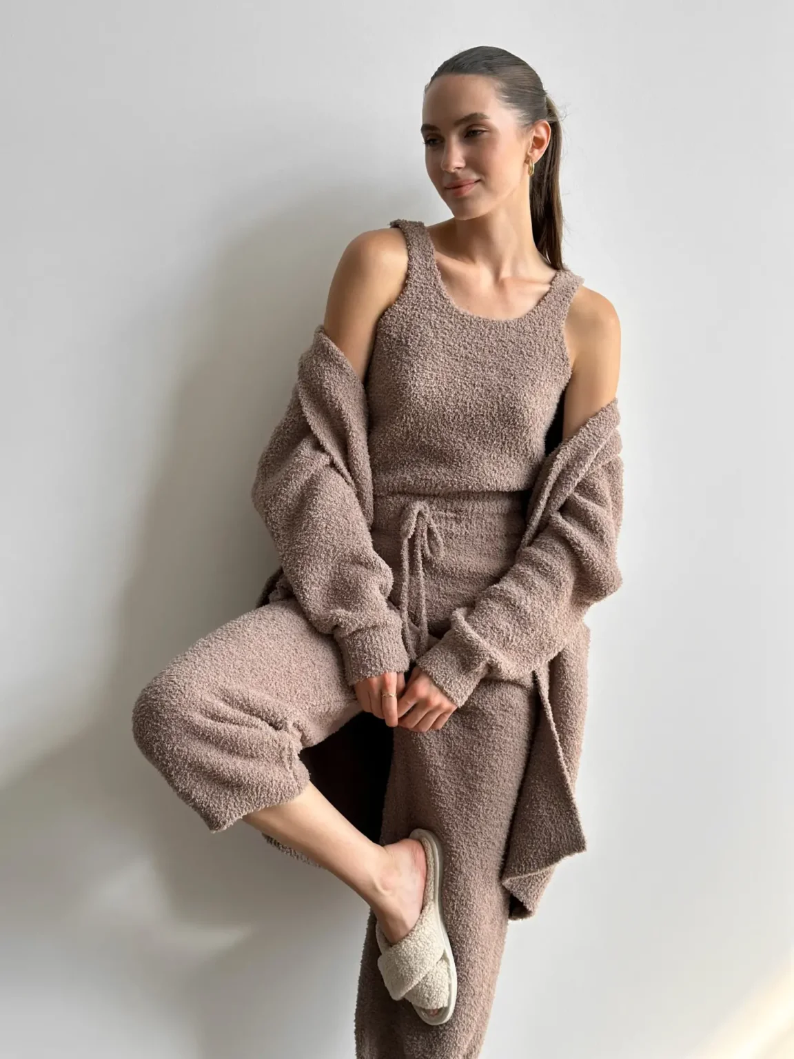 Soft топ вʼязаний пухнастий коричневий