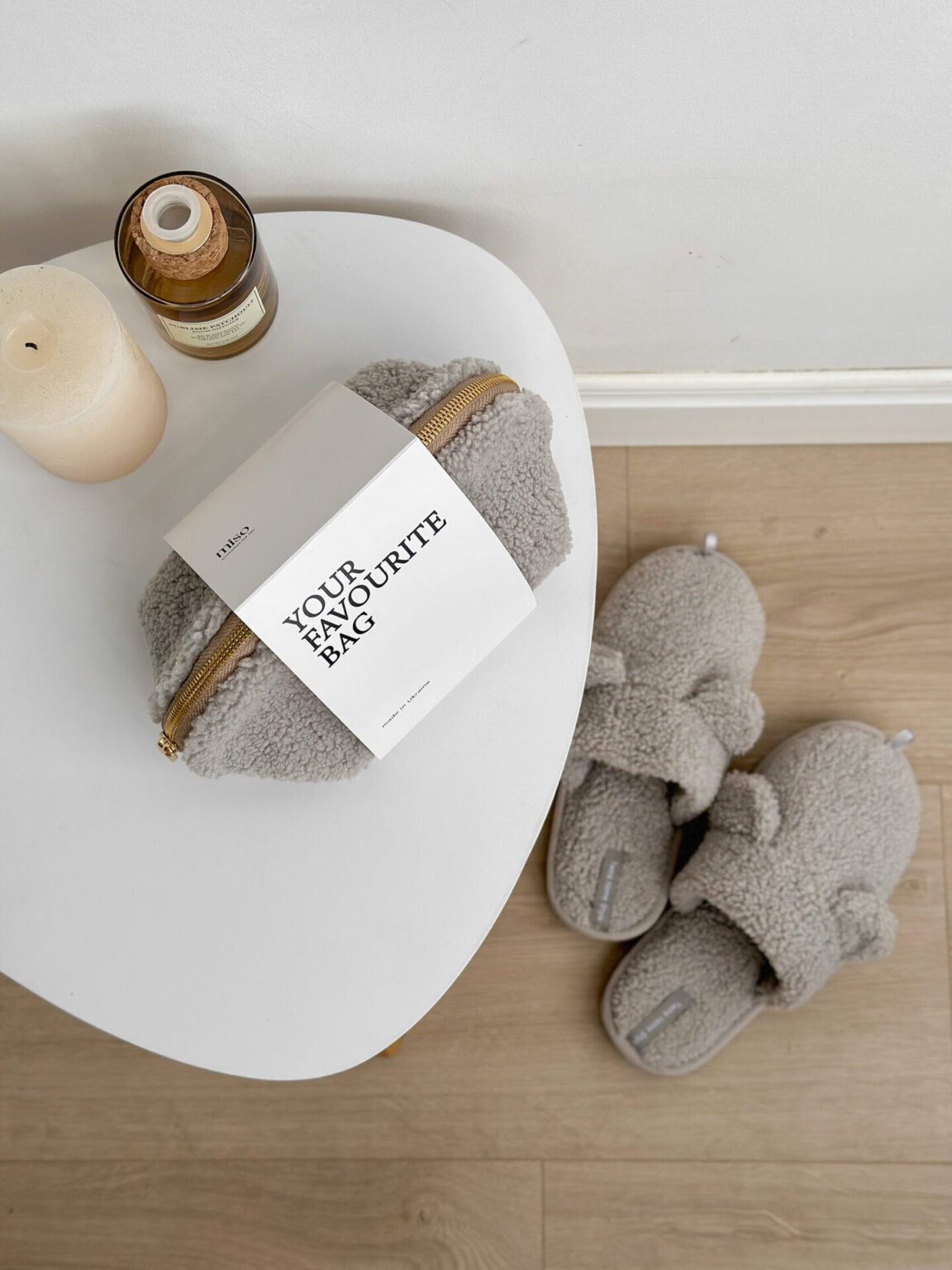 Подарунковий набір TEDDY grey (косметичка, капці)