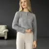Soft кардиган вкорочений ажурний сірий