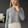 Soft кардиган вкорочений ажурний сірий