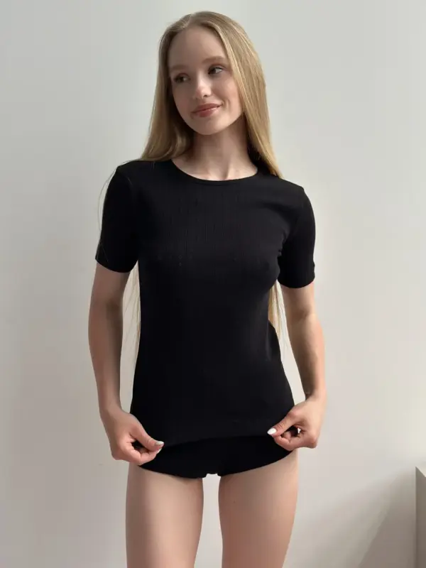 Рібана футболка чорна, SALE (з дефектами)