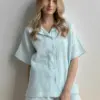 Костюм сорочка та шорти муслін смужка блакитна