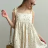Сарафан на завʼязках муслін коричнева троянда на молочному