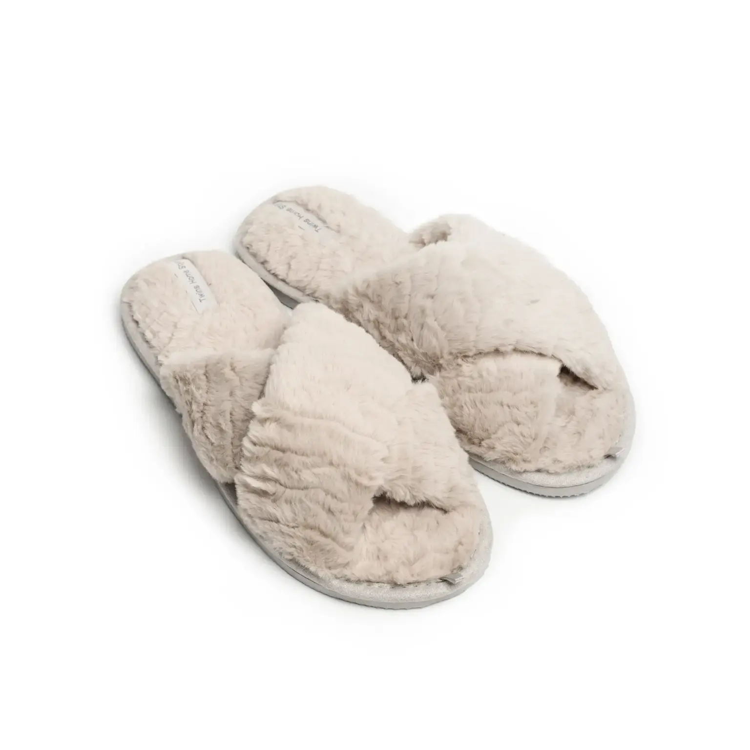 Капці домашні жіночі HS хутрянi перехрест beige (X)
