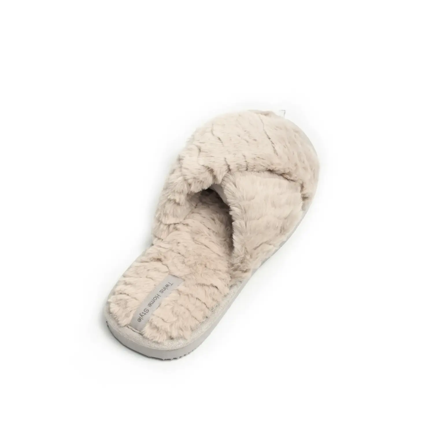Капці домашні жіночі HS хутрянi перехрест beige (X)