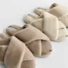 Капці домашні жіночі HS-LUX хутрянi перехрест latte (X)