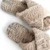 Капці домашні жіночі HS хутрянi перехрест beige (X)