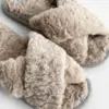 Капці домашні жіночі HS хутрянi перехрест beige (X)