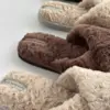 Капці домашні жіночі HS хутрянi перехрест chocolate (X)