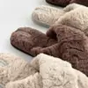 Капці домашні жіночі HS хутрянi перехрест beige (X)