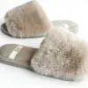 Капці домашні жіночі HS-LUX хутрянi відкриті gray (=)