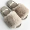 Капці домашні жіночі HS-LUX хутрянi відкриті gray (=)