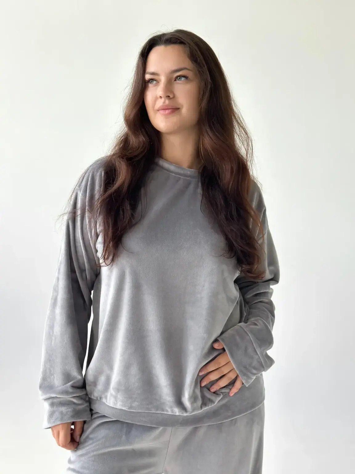 Костюм велюр (плюш) штани +кофта сірий