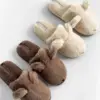 Капці домашні дитячі HS хутрянi з вушками коричневі