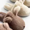 Капці домашні дитячі HS хутрянi з вушками коричневі