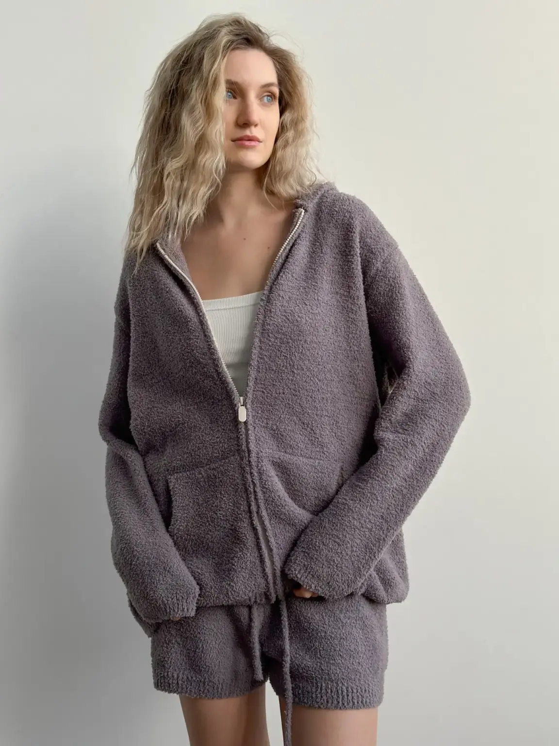 Soft в'язана кофта на блискавці графіт