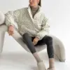 Куртка вельвет з коміром у квітку молочна onesize