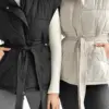 Жилетка стьобана дута з поясом чорна