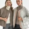 Куртка стьобана у квітку біла onesize