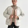 Куртка стьобана у квітку біла onesize, SALE (з дефектами)