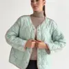 Куртка стьобана у квітку біла onesize