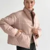 Куртка дута з коміром у горох пудрова onesize