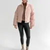 Куртка дута з коміром у горох пудрова onesize