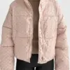 Куртка дута з коміром у горох пудрова onesize