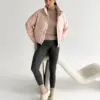 Куртка дута з коміром у горох пудрова onesize