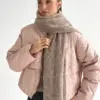 Куртка дута з коміром у горох пудрова onesize