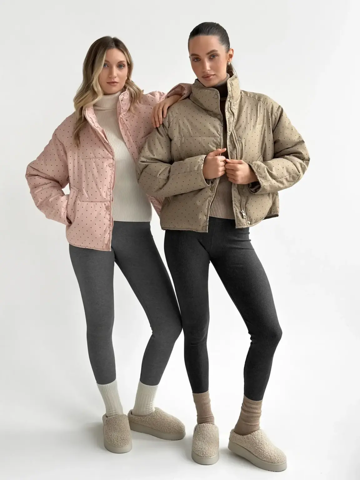 Куртка дута з коміром у горох капучино onesize