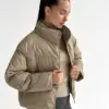 Куртка дута з коміром у горох капучино onesize