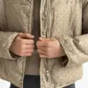 Куртка дута з коміром у горох капучино onesize