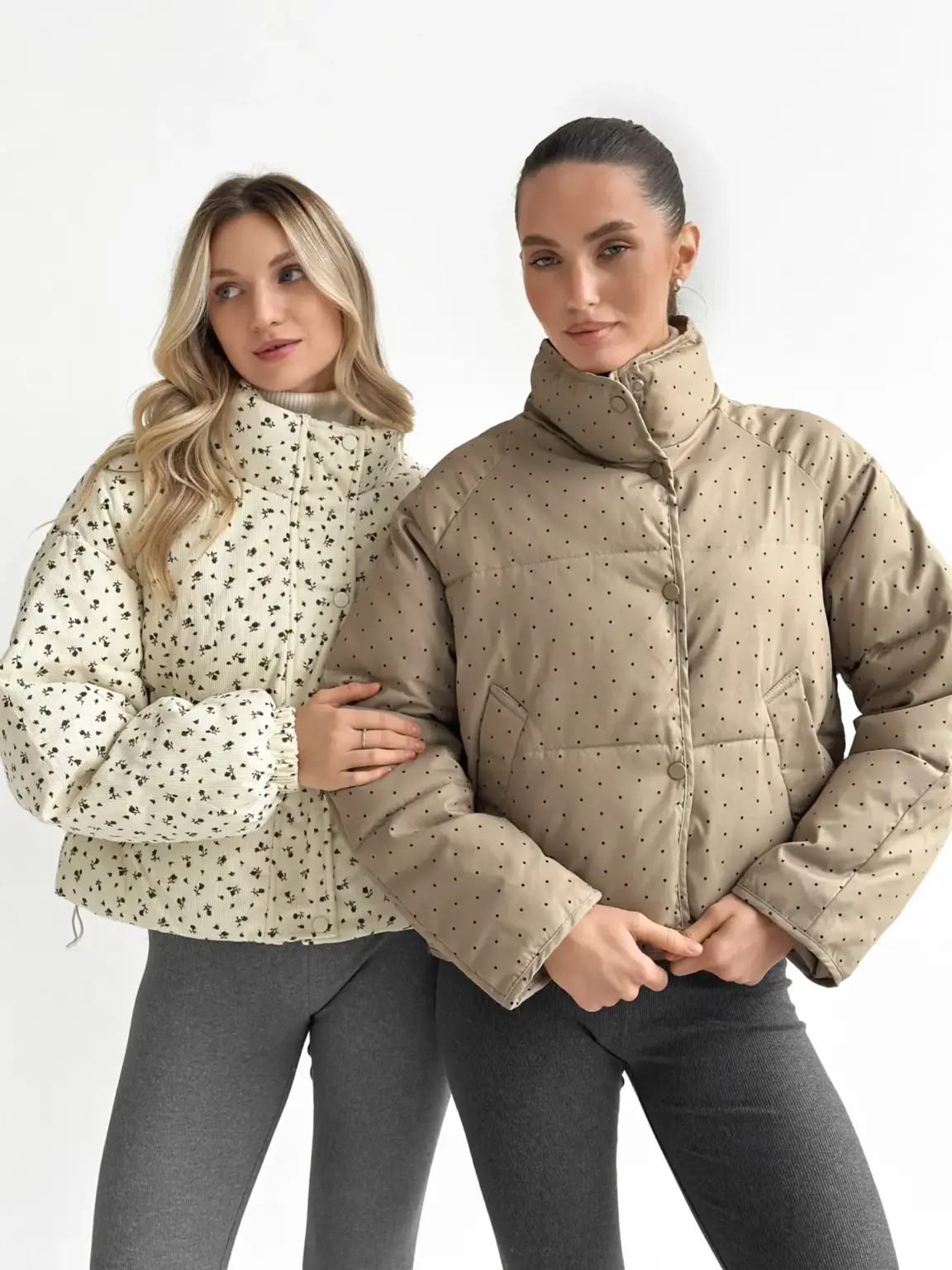 Куртка дута з коміром у горох капучино onesize