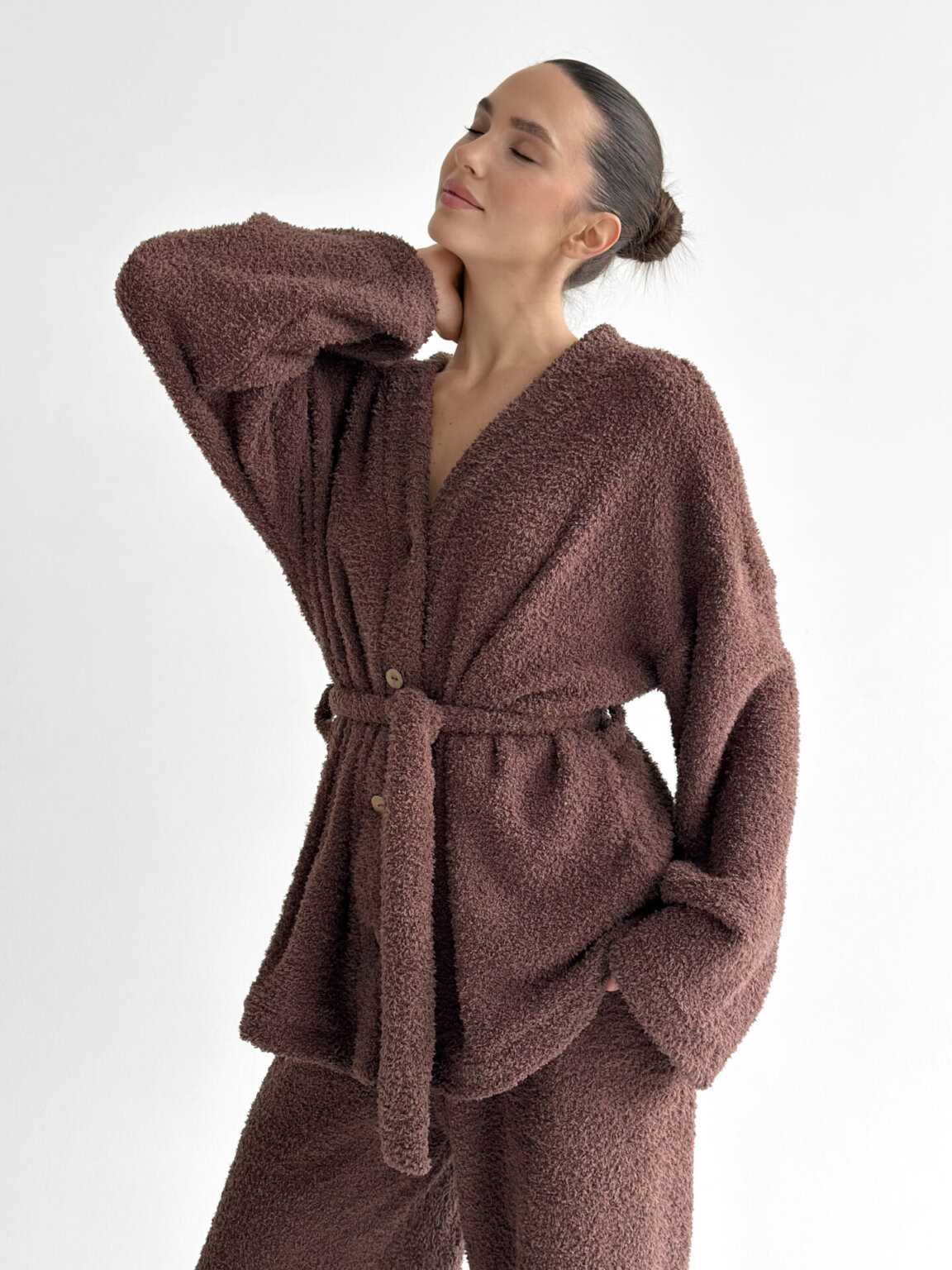 SOFT махра Кофта на гудзиках коричнева