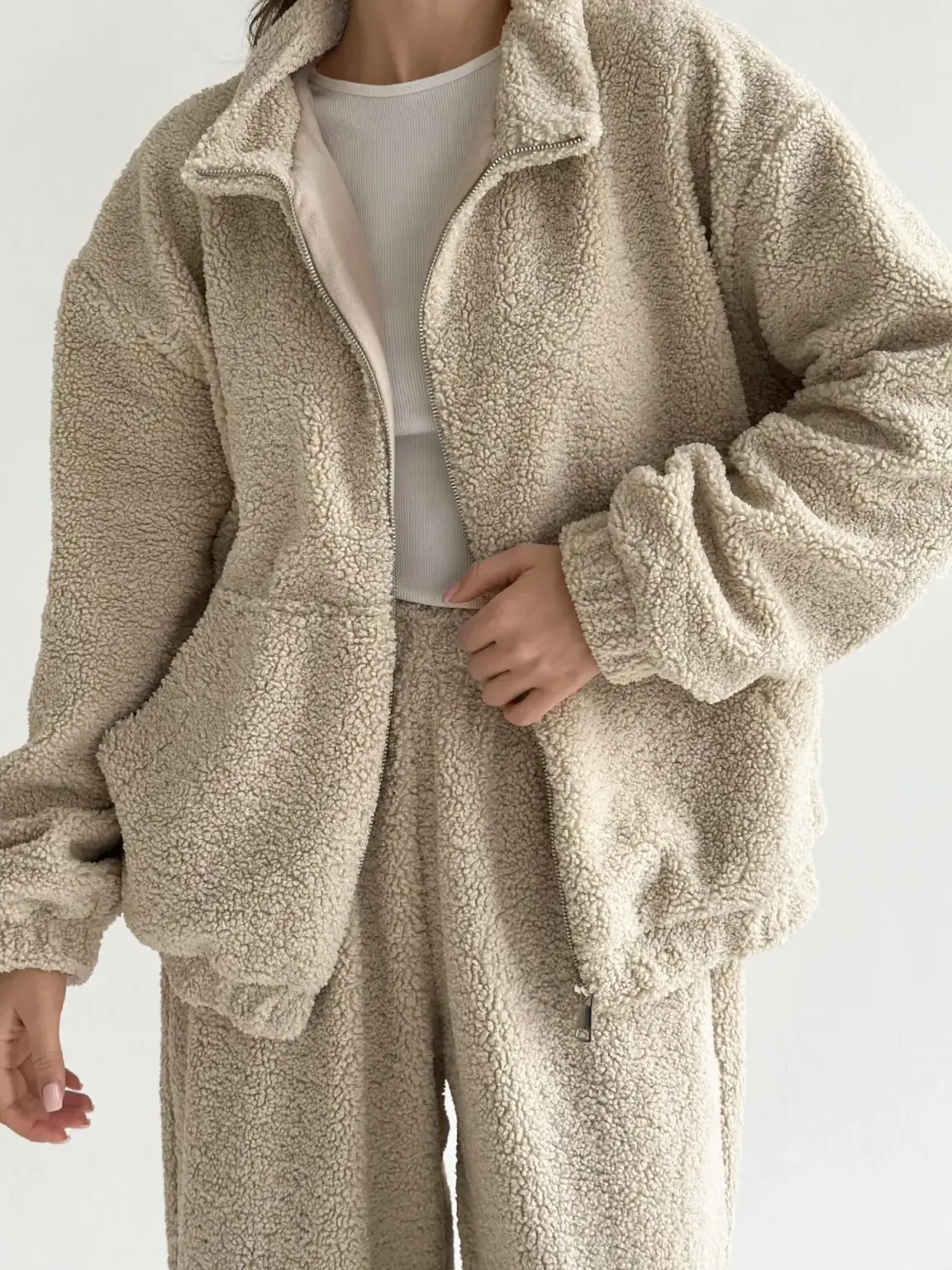 Костюм Тедді бомбер + штани бежевий (onesize)