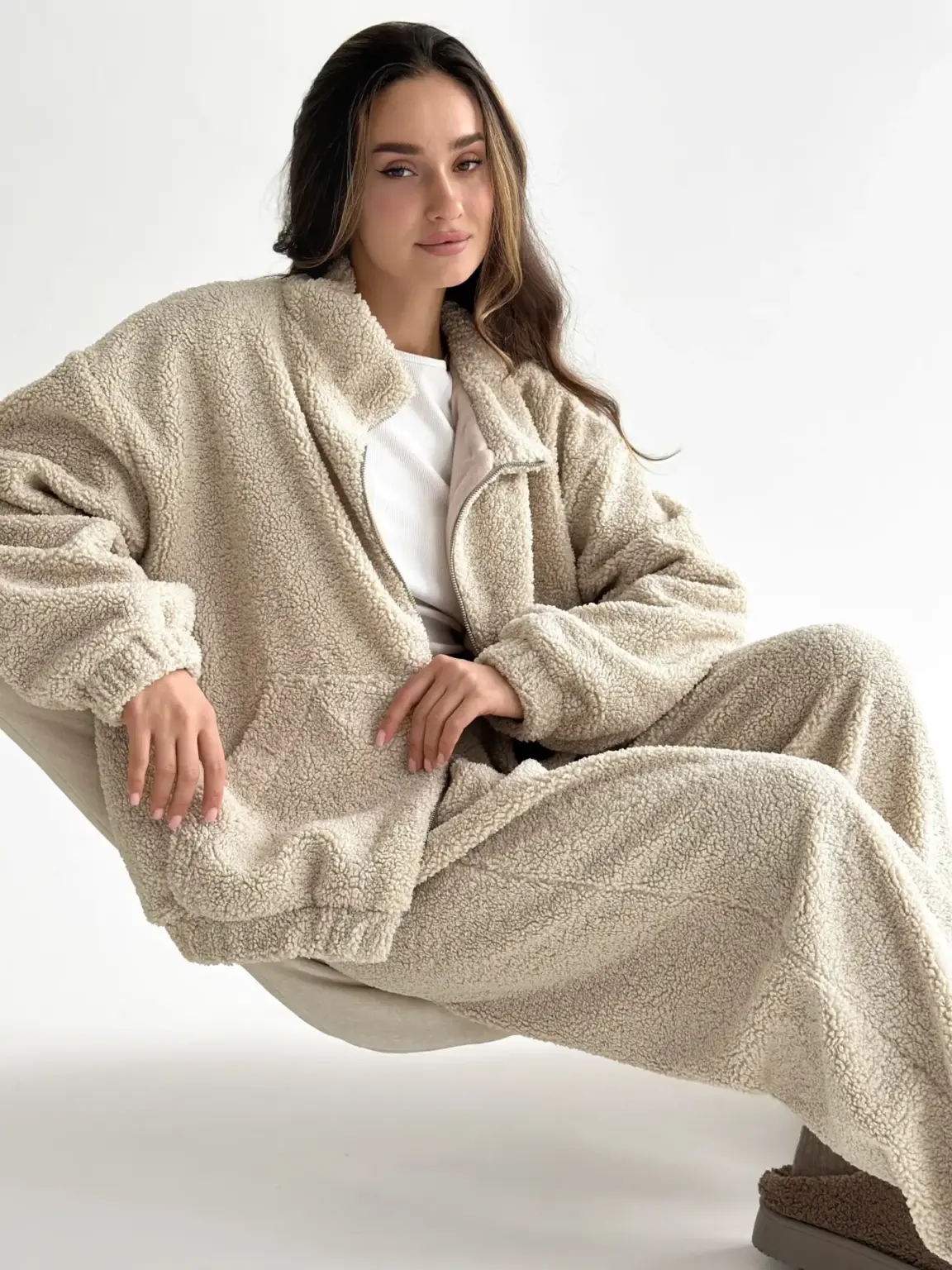 Костюм Тедді бомбер + штани бежевий (onesize)