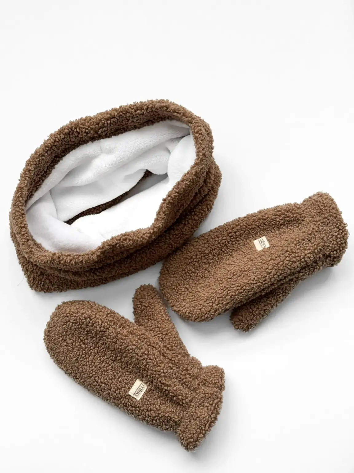 Набір Teddy коричневий колір (хомут та рукавиці)