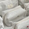 Косметичка  вельвет середній КВАДРАТ сині квіти