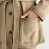 Комплект в'язаний кардиган з поясом та штани бежевий, onesize