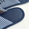 Капці домашні жіночі HS-VL закриті смужка синя з наліпкою PVC