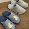 Капці домашні жіночі HS-VL закриті смужка синя з наліпкою PVC