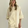 Костюм сорочка та шорти котон "жовта смужка на молочному", SALE (з дефектами)