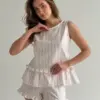 Костюм майка та шорти котон "рожева смужка на молочному"