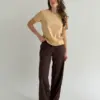 Вельвет штани прямі "бутон на коричневому"
