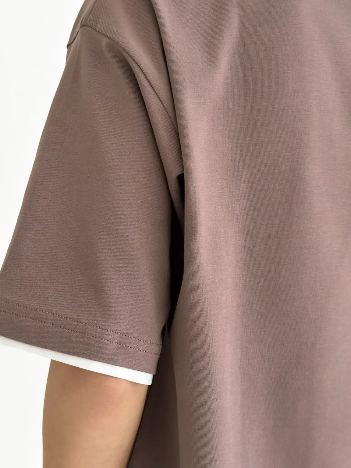Футболка з білим кантом капучино, onesize