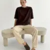 Футболка з білим кантом коричнева, onesize