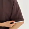 Футболка з білим кантом коричнева, onesize