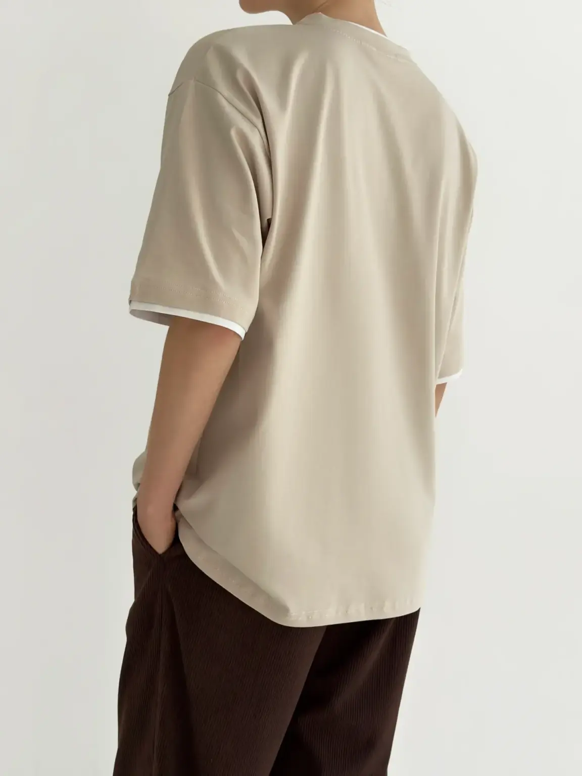 Футболка з білим кантом бежева, onesize