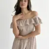 Сарафан смужка котон на гудзиках беж/молоко